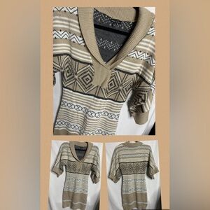 Jump Girl Women's Sweater Dress Size Small V Neck Striped Short Kimono Sleeve